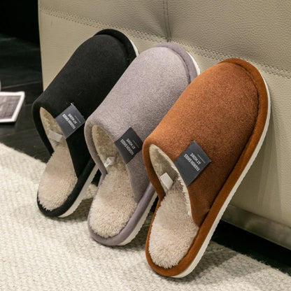Men's Plush Winter Slippers – Warm Non-Slip House Shoes