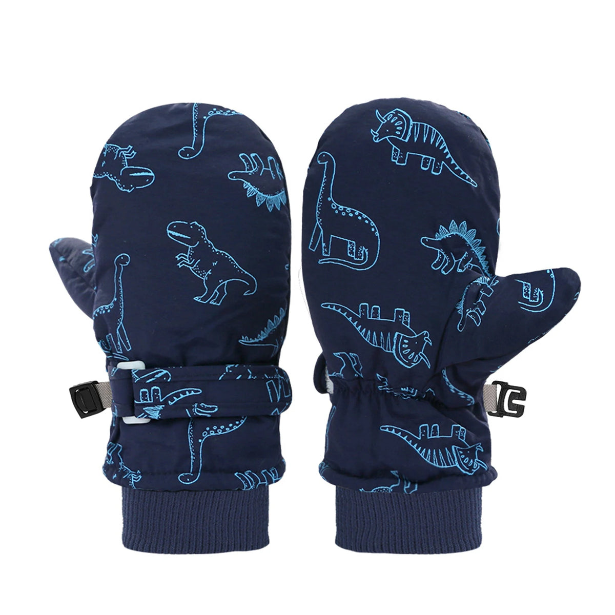 Kids' Dinosaur Print Fleece-Lined Snow Mittens
