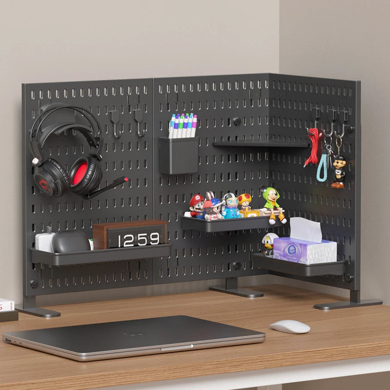 No Drill Desktop Pegboard Rack Gaming Room Organizer For Controllers Headphones Switch Figurine Stationery Storage