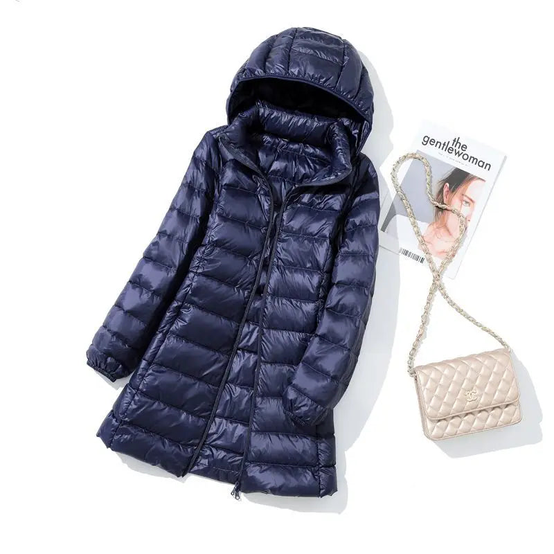 2025 9 Colors Plus Size 5xl 6XL 7XL Womens Down Jackets Long Ultra Light Thin Casual Coat Puffer Jacket Slim Remove Hooded Parka