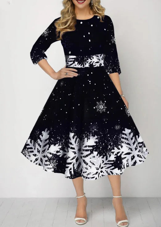 Women's Printed Half-Sleeve A-Line Mini Dress