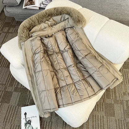 Parka corta acolchada con capucha para mujer OKXGNZ