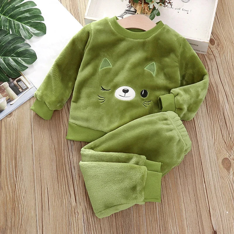 Kids' Flannel Fleece Pajama Set – Warm Toddler Sleepwear, 9 Months–6T