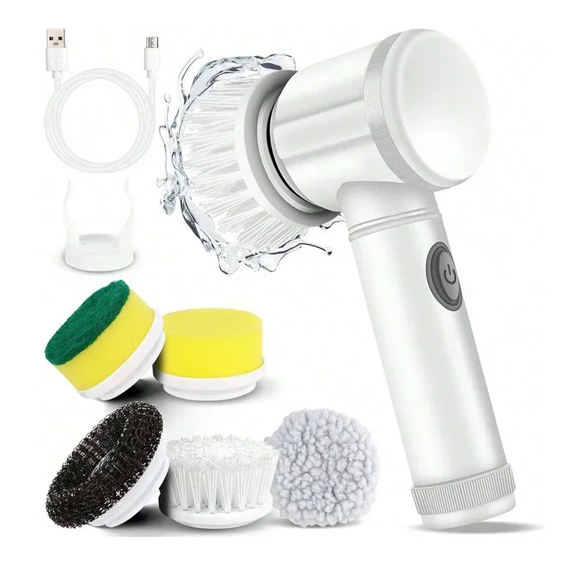 Electric Spin Scrubber – Cordless Rechargeable Cleaning Brush with Replaceable Heads