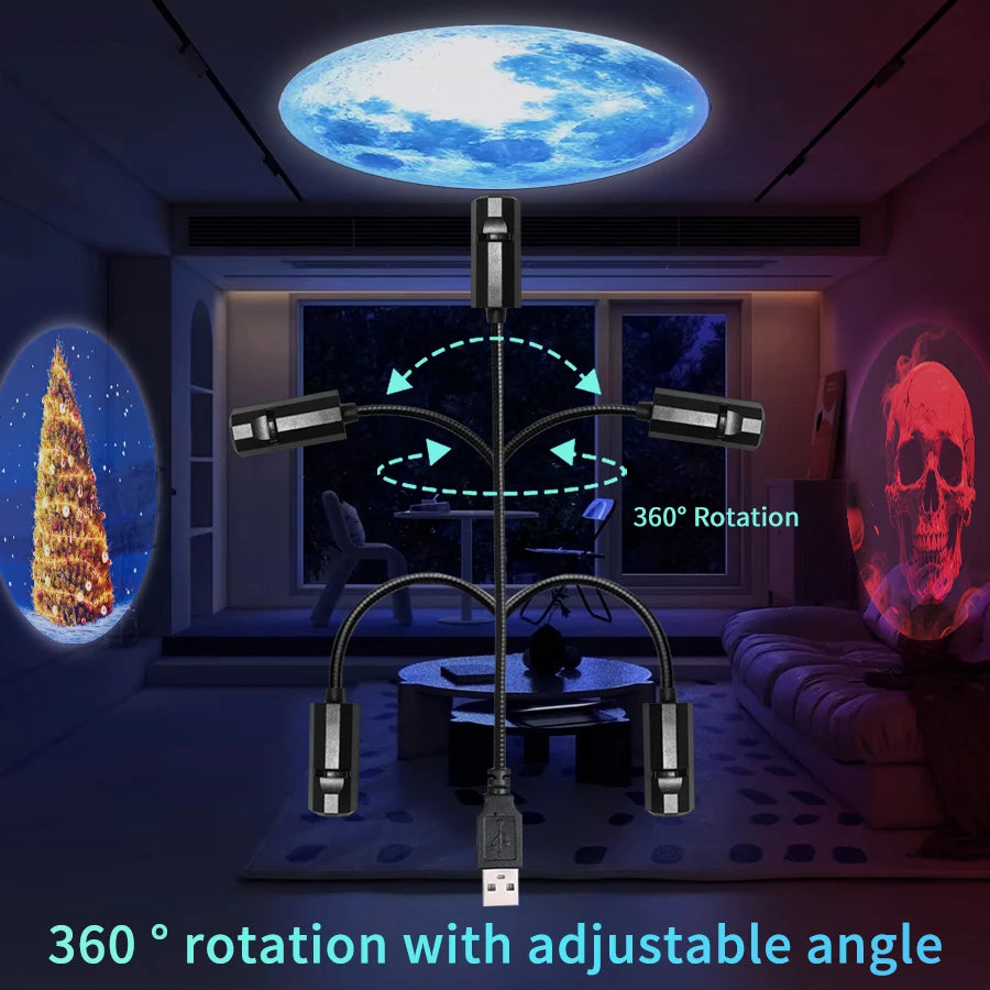 USB Projector Night Light – Christmas, Halloween & Planet Film Discs