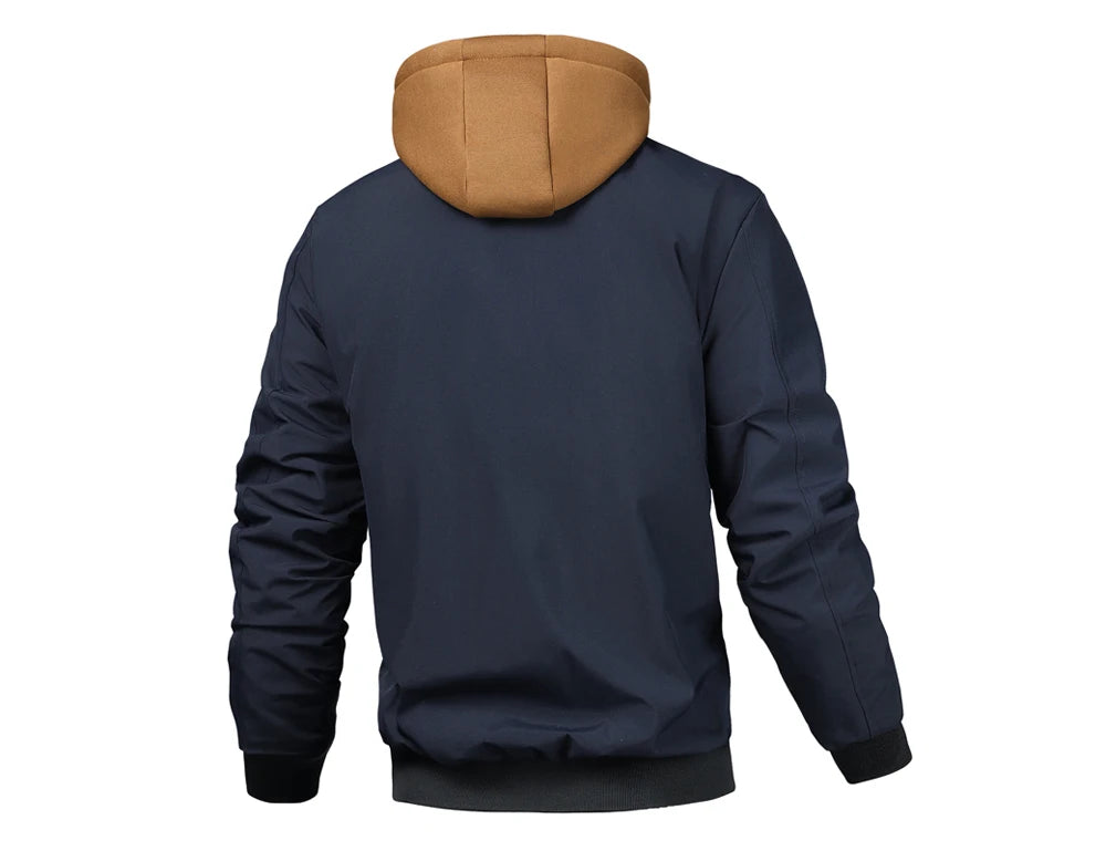 Autumn Winter Men's Warm Windbreaker Jacket Outdoor Man Thick Windbreaker Hiking Hooded Coats Men Thermal Sports Zipper Parkas J