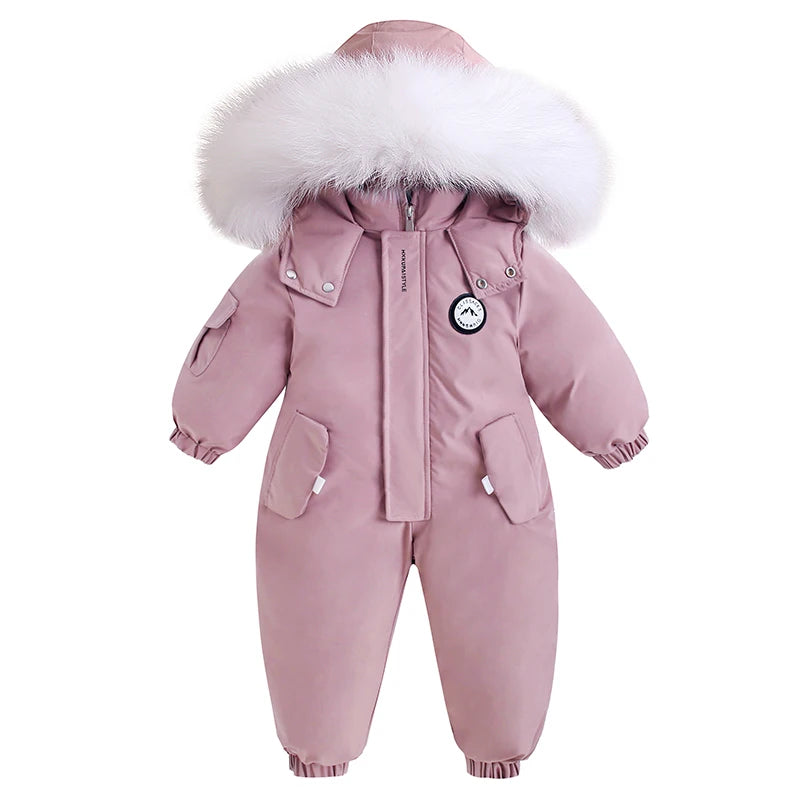 Children Ski Suit Winter Autumn Plus Velvet Boys Jumpsuit Warm Kids Clothes Waterproof Baby Overalls Hooded Girls Snowsuit 1-5Y