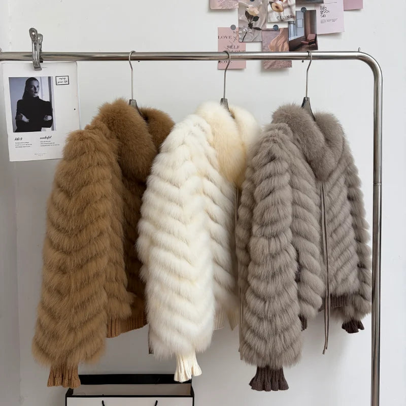 QIXHFUR Women's Real Fox Fur Coat Warm And Stylish Winter Coat Female Plush Women's Winter Coats Women Fur Coat Markdown Sale