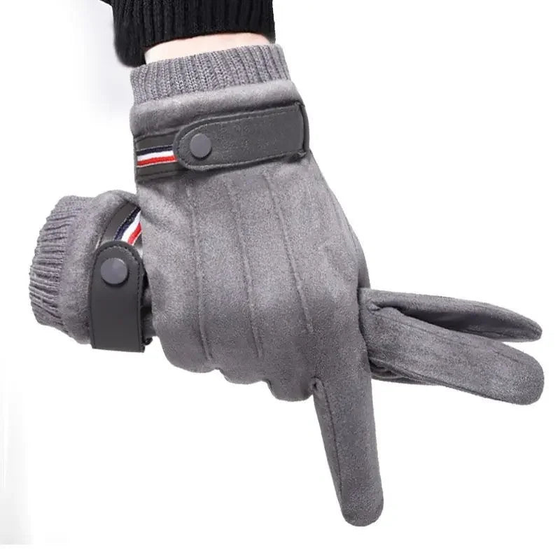Men's Suede-Feel Buckle Touchscreen Winter Gloves