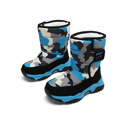 Botines de invierno para niños con forro de peluche y cierre de velcro