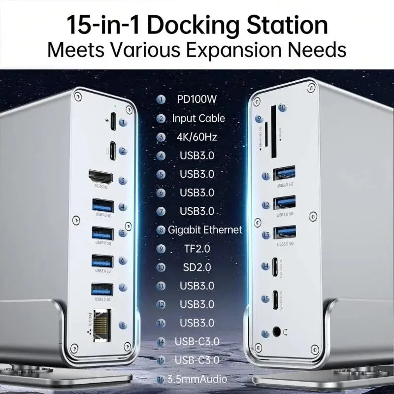 HUB USB C 3.0 Type C Splitter Multi 4K HDMI Monitor RJ45 Ethernet PD Power Adapter Docking Station  Laptop Splitter For Macbook