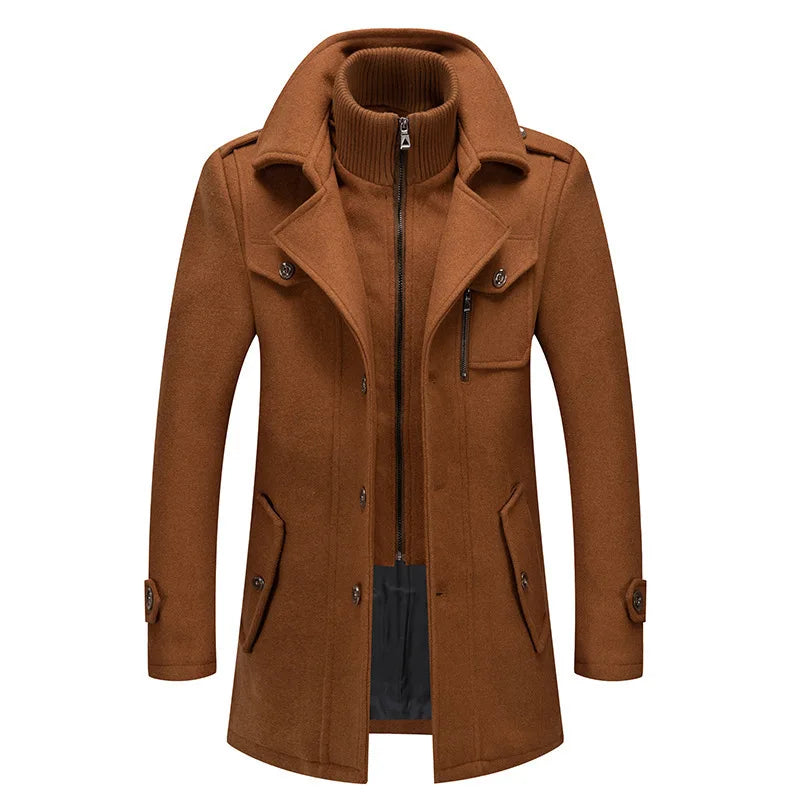 Men's Casual Business Woolen Overcoat Double-Collar Cold-Resistant Jacket Fashionable Autumn Winter 2025