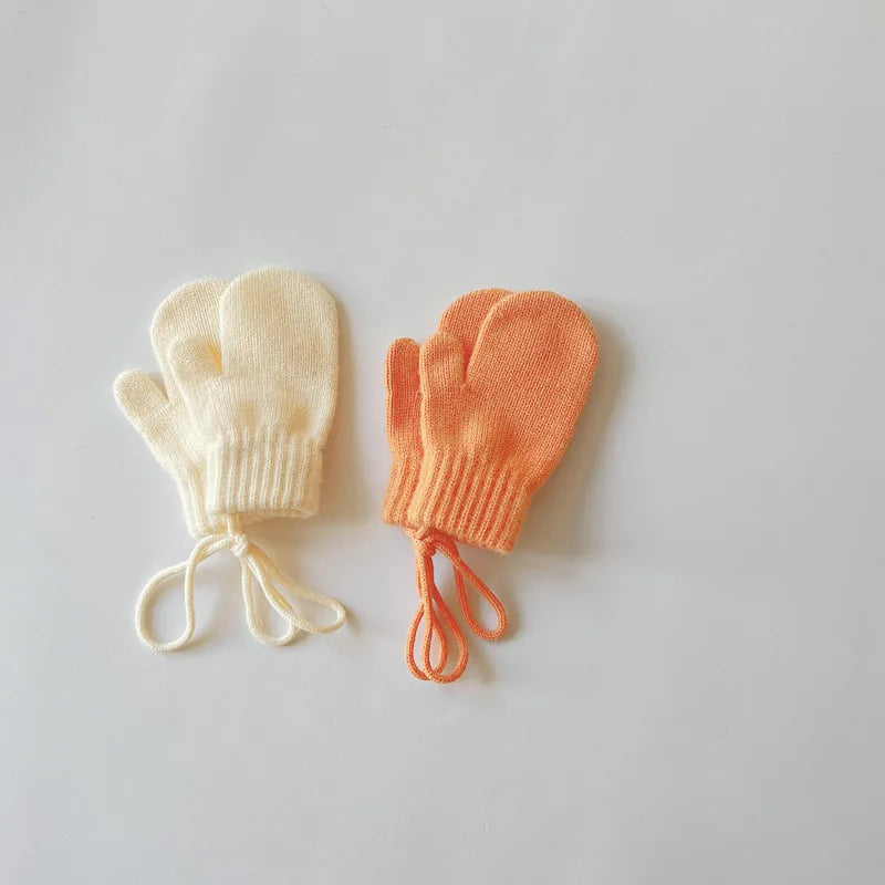 Baby Knit Mittens with String – Wool-Blend Toddler Mittens (Ages 1–4)