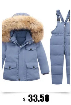 Autumn Winter Down Jacket for Girl Clothes Kids Overalls Snowsuit Baby Boy over Coat Toddler New Clothing Set Parka Real Fur
