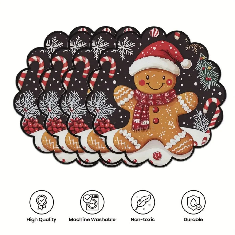 Christmas Round Placemats – Set of 4, Non-Slip & Heat Resistant