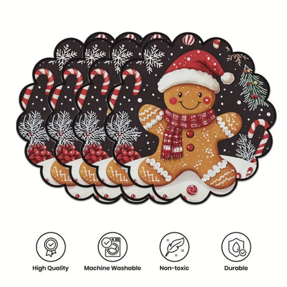 Christmas Round Placemats – Set of 4, Non-Slip & Heat Resistant