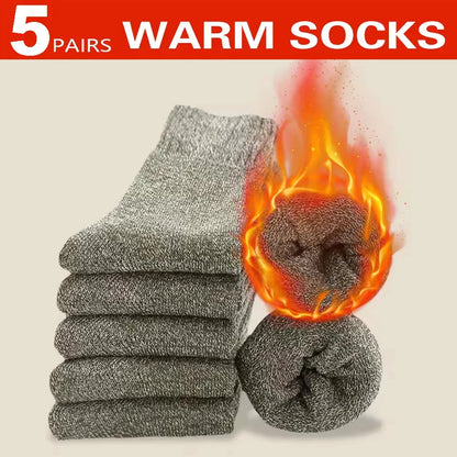 Men's Thick Winter Socks – Warm Terry-Lined Crew Socks, 3 or 5 Pairs