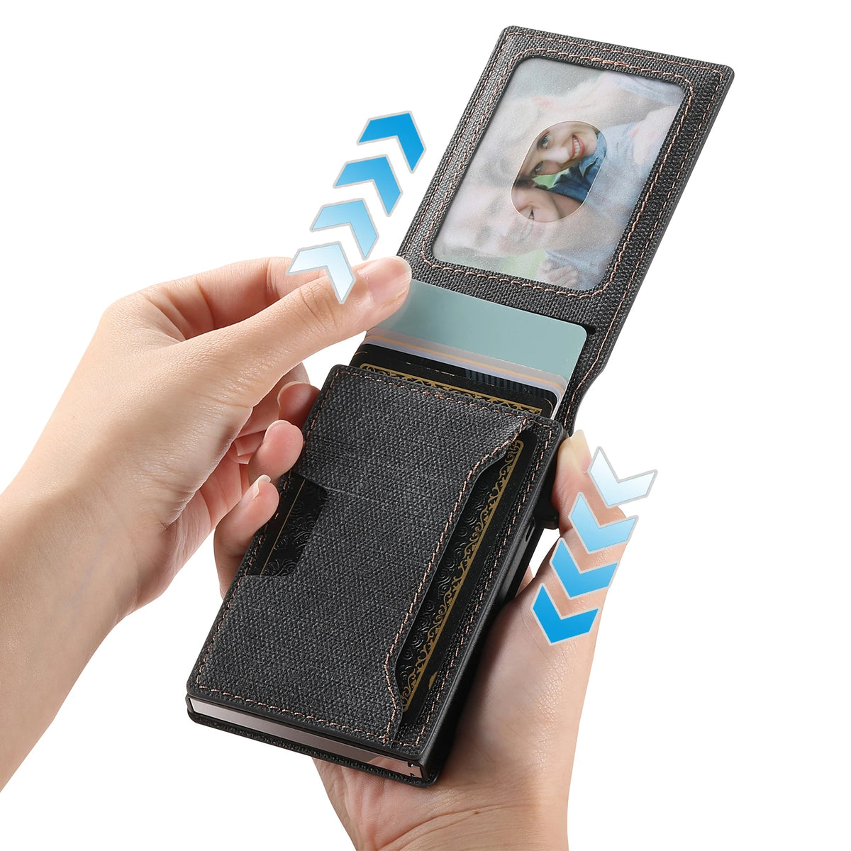 Push-Out Card Holder Wallet – Slim Faux Leather, Holds up to 12 Cards