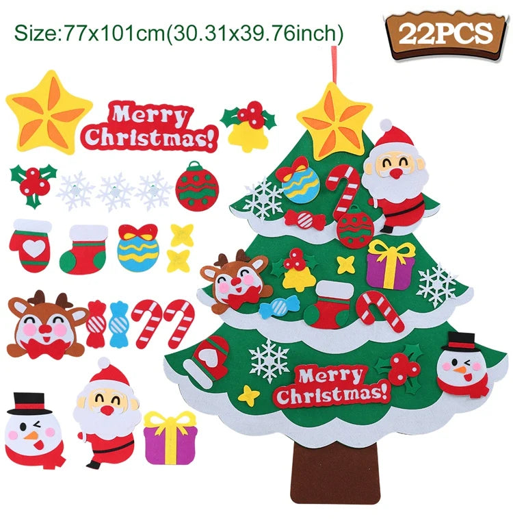 Sapin de Noël en feutrine à faire soi-même pour enfants – Sapin mural avec décorations à coller