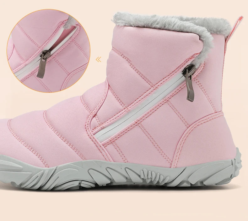 2026 Kids Wide Toe Barefoot Snow Boots Boys Girls Winter Shoes Outdoor Waterproof Sneakers Girls Boys Non-Slip Warm Snow Boots