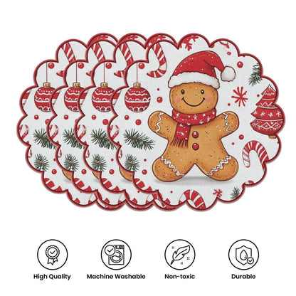 Christmas Round Placemats – Set of 4, Non-Slip & Heat Resistant