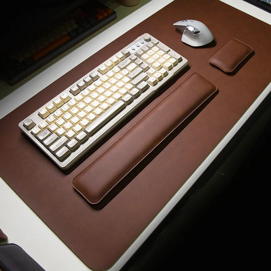 Large PU Leather Desk Mat with Keyboard & Mouse Wrist Rest – Non-Slip Extended Pad for Office & Gaming