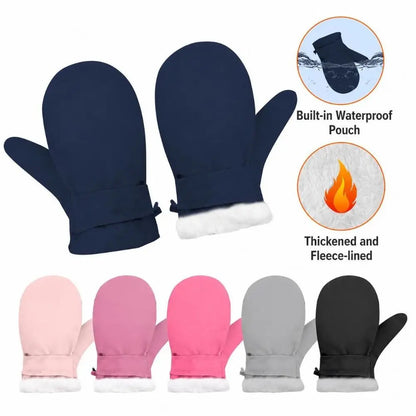 Muffole da neve per bambini foderate in pile con clip antilesione – Colori tinta unita