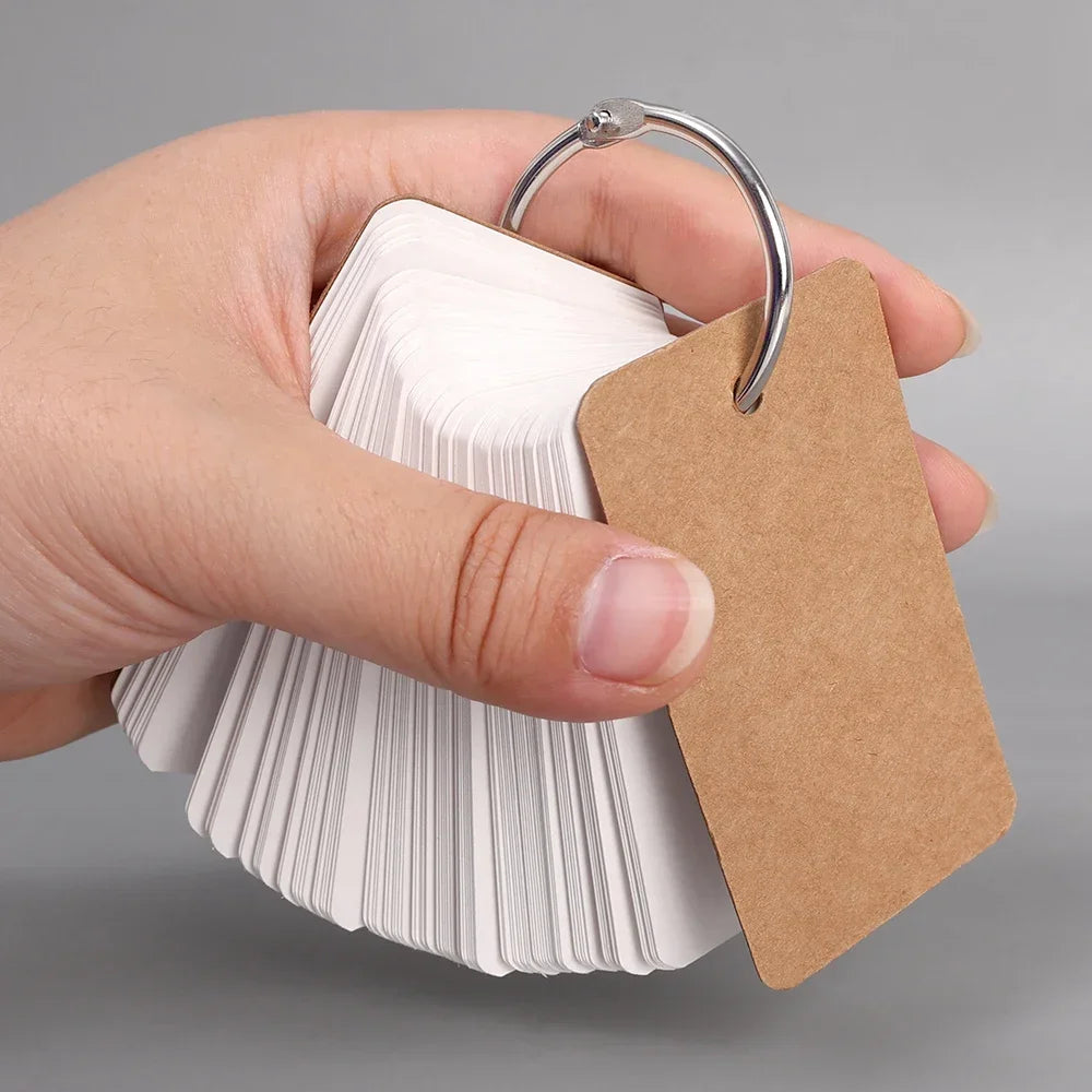 Kraft Paper Blank Flashcards with Binder Rings Spiral Notepads Detachable Kids Mini Notebooks Study Cards Book Kawaii Stationery
