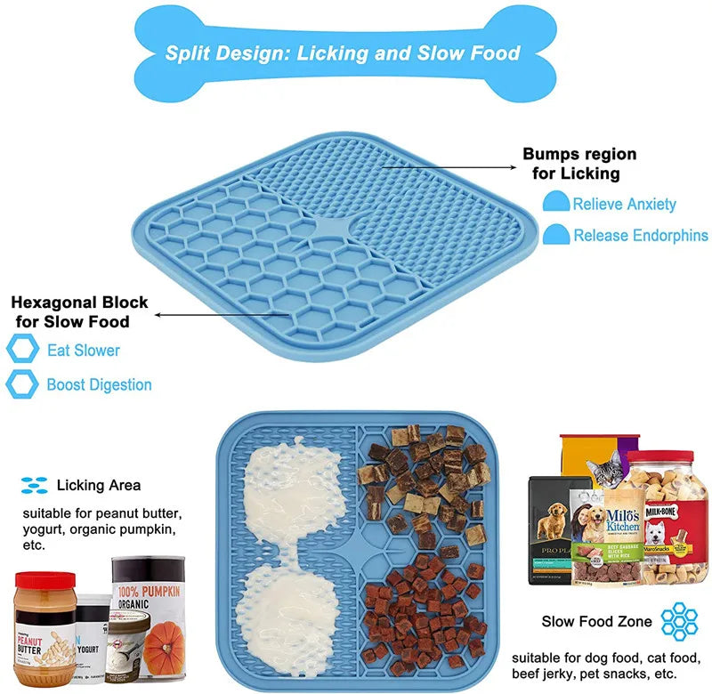 Lick Mat for Cats & Small Dogs – Suction-Cup Slow Feeder