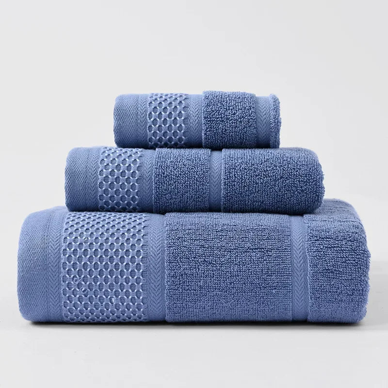 Thick Cotton 3-Piece Towel Set – Bath, Hand & Washcloth