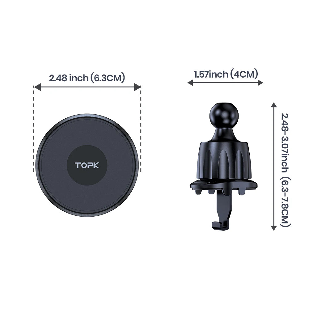 TOPK Magnetic Car Phone Mount – MagSafe-Compatible Air Vent Holder