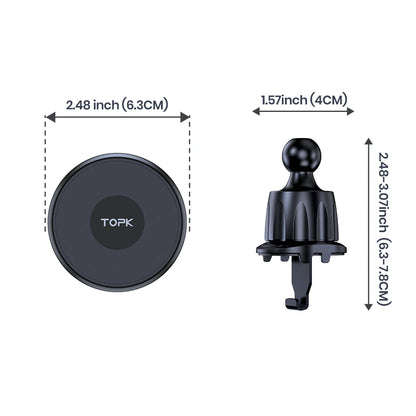 Supporto magnetico per auto TOPK – Supporto per bocchetta d’aerazione compatibile con MagSafe