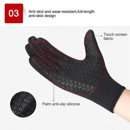 Guanti invernali antivento da uomo con touchscreen e polsino con cerniera