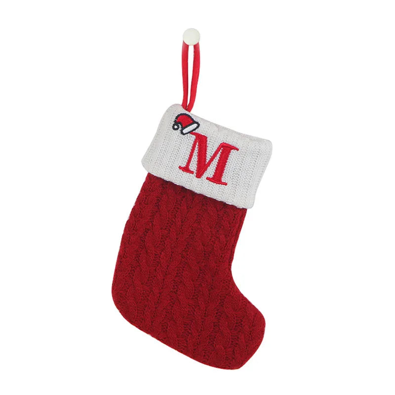 Knitted Initial Christmas Stocking – Letter A–Z Personalized