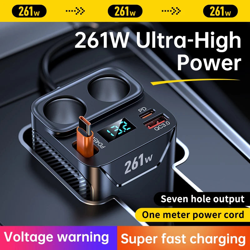 7-in-1 Cup-Holder Car Charger Adapter