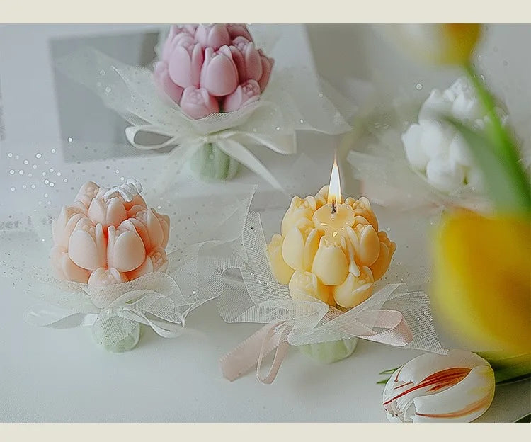 Handmade Tulip Bouquet Candle Scented Candle Aromatherapy Soy Wax Candle Wedding Birthday Candles Party Home Decoration