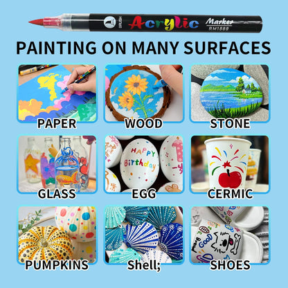 Acrylic Paint Markers – Brush-Tip Paint Pens, 12 to 60 Colours