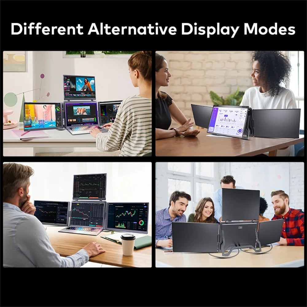 Rospider Portable Triple Screen Extender for Laptops – 14" to 18.5", FHD IPS, Foldable, Compatible with MacBook & Windows
