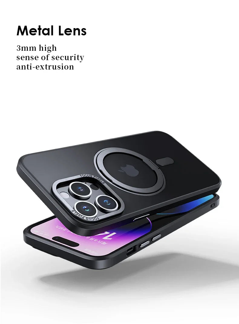 Magnetic iPhone Case with 360° Rotating Ring Stand