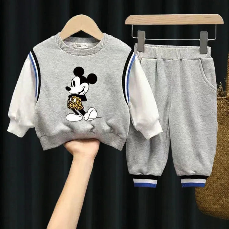 Boys' Spliced Cartoon Tracksuit - Long Sleeve Sweatshirt & Pants Set, 9M-6Y