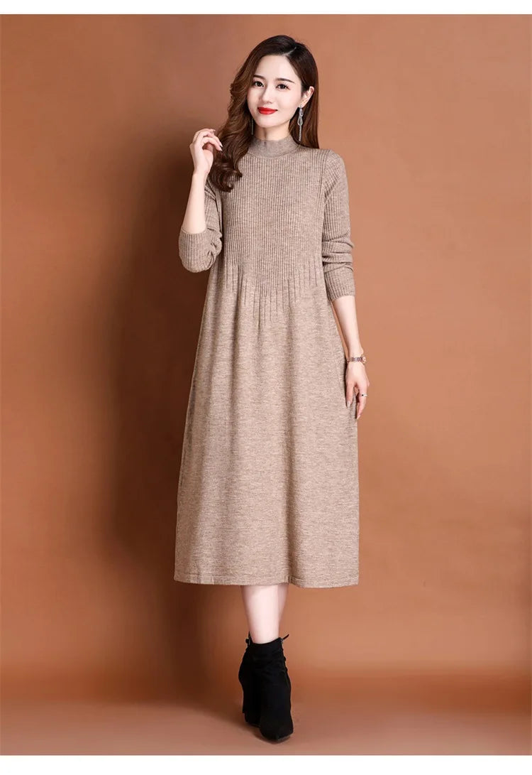 Women's Ankle-Length A-Line Dress with Appliqué