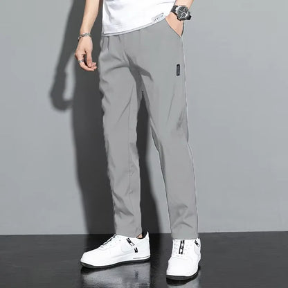 Pantalones ligeros de seda de hielo para hombre, estilo casual de negocios