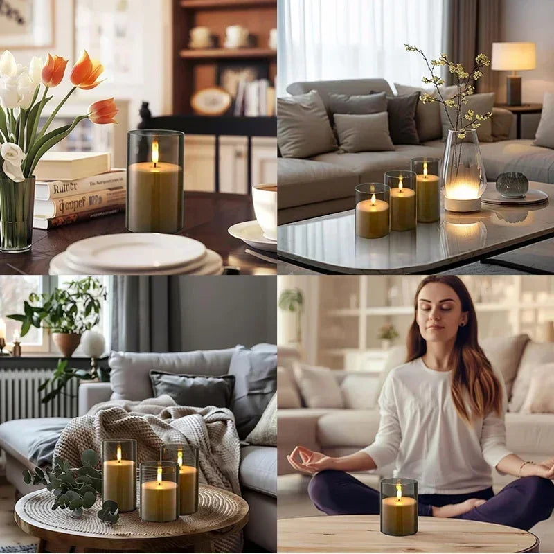 Flickering LED Flameless Candles – Real-Look Acrylic Set with Remote & Timer
