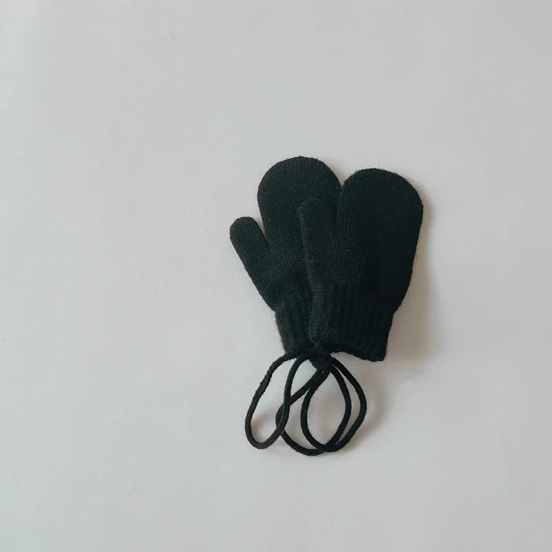 Baby Knit Mittens with String – Wool-Blend Toddler Mittens (Ages 1–4)