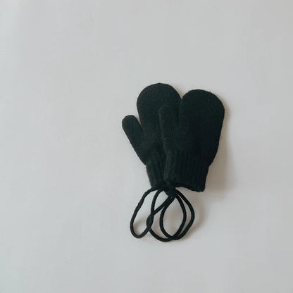Strickfäustlinge für Babys mit Kordel – Fäustlinge aus Wollmischung für Kleinkinder (Alter 1–4)