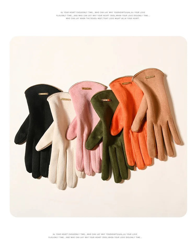 Women's Windproof Suede-Feel Touchscreen Gloves