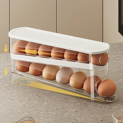 2-stöckiger rollender Eierbehälter für den Kühlschrank – platzsparender Organizer