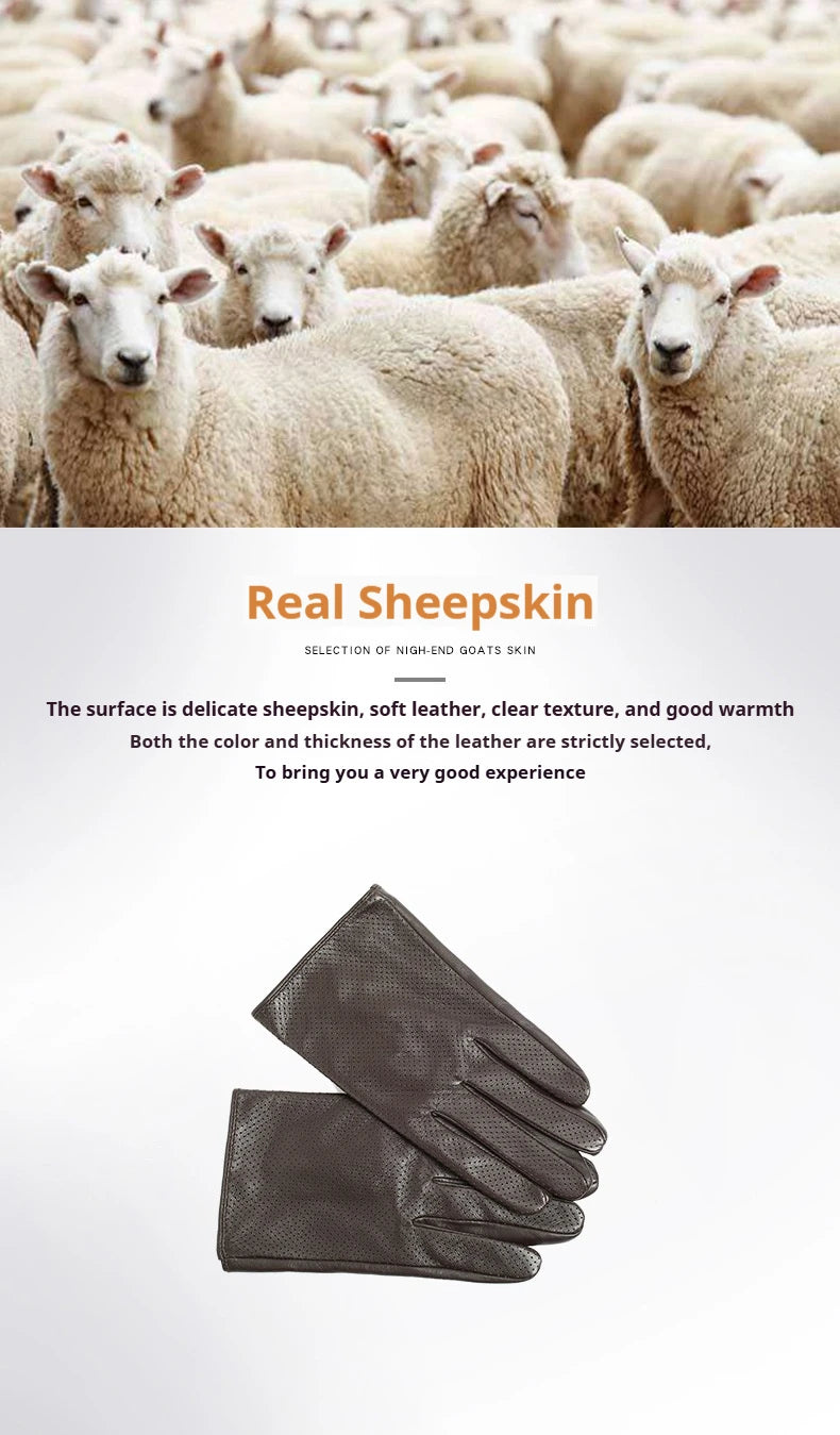 Men's Genuine Sheepskin Leather Gloves – Touchscreen Winter Gloves
