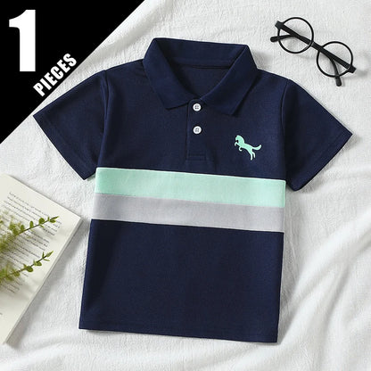 Pack de polos a rayas para niño - Camisetas casuales de manga corta, 1, 2 o 3 unidades