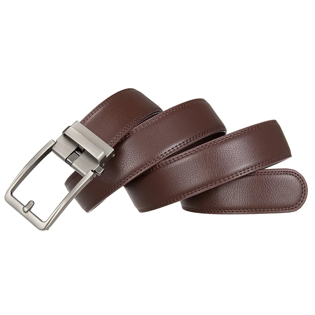 Men's Leather Click Belt – Automatic Buckle, Sizes up to 170 cm
